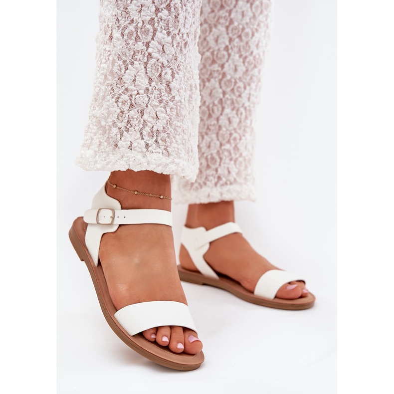 Boto Sandalias de mujer plana Eco cuero blanco Kivara 2