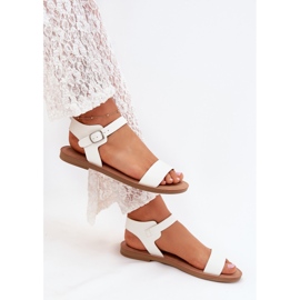 Boto Sandalias de mujer plana Eco cuero blanco Kivara 5
