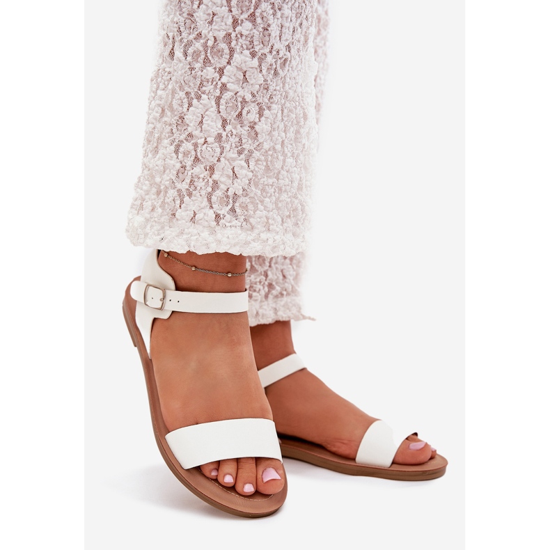 Boto Sandalias de mujer plana Eco cuero blanco Kivara 1