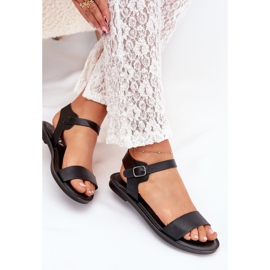Boto Sandalias de mujer plana Eco Cuero Kivara negro 6