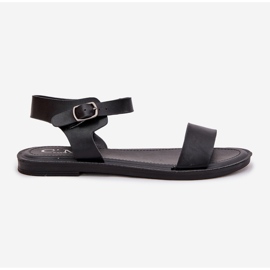 Boto Sandalias de mujer plana Eco Cuero Kivara negro 8