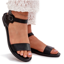 Boto Sandalias de mujer plana Eco Cuero Kivara negro 9