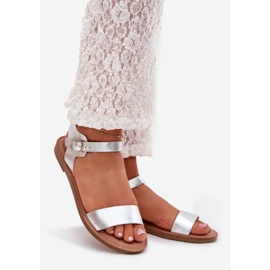 Boto Sandalias de tacón plano Kivara de cuero ecológico plata 1 Boto Sandalias de tacón plano Kivara de cuero ecológico plata 1