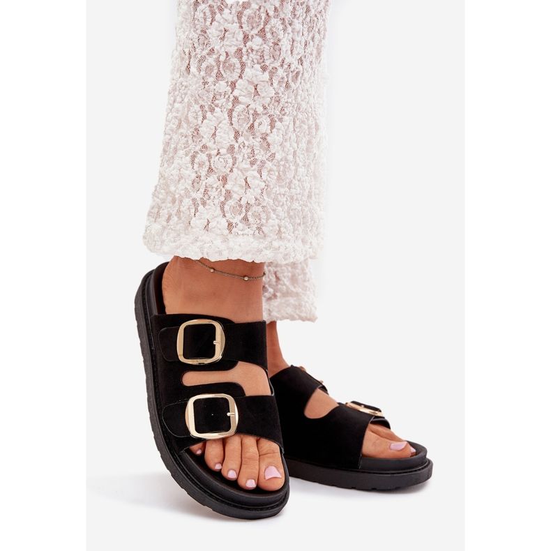 Boto Flip Flip Flip Flip en la plataforma con hebillas doradas Verena Black negro 1