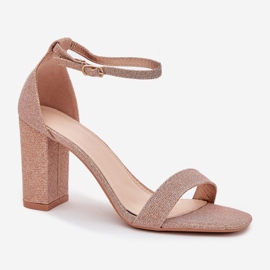 Boto Sandalias de mujeres brillantes en el poste Pink Kavina Gold dorado 4