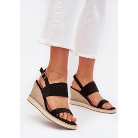 Boto Sandalias de trabajo de trabajo para mujeres para cuña con trenza de zolira negra negro 3