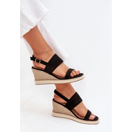 Boto Sandalias de trabajo de trabajo para mujeres para cuña con trenza de zolira negra negro 7