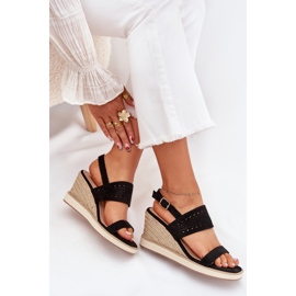 Boto Sandalias de trabajo de trabajo para mujeres para cuña con trenza de zolira negra negro 8