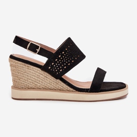 Boto Sandalias de trabajo de trabajo para mujeres para cuña con trenza de zolira negra negro 9