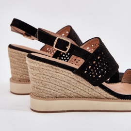 Boto Sandalias de trabajo de trabajo para mujeres para cuña con trenza de zolira negra negro 11