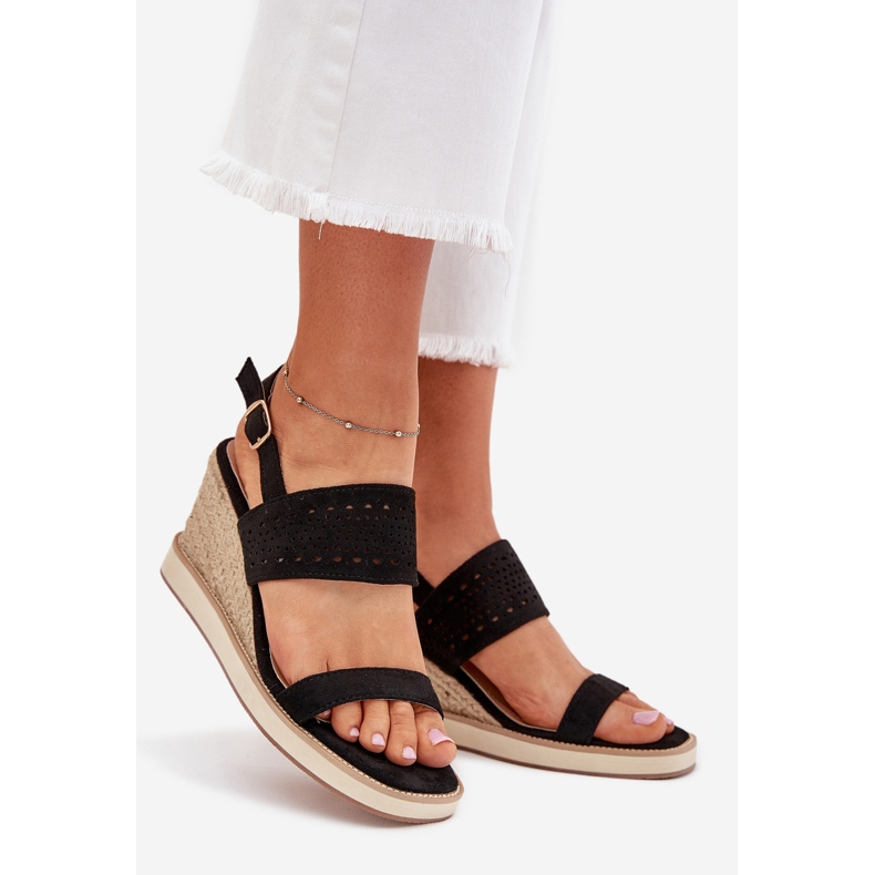 Boto Sandalias de trabajo de trabajo para mujeres para cuña con trenza de zolira negra negro 1