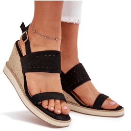Boto Sandalias de trabajo de trabajo para mujeres para cuña con trenza de zolira negra negro 12