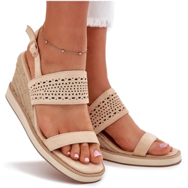 Boto Sandalias de trabajo de trabajo para mujeres para cuña con una trenza beige zolira 10