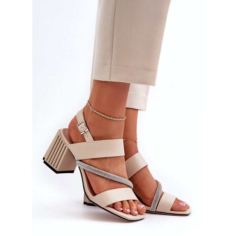 S.Barski Sandalias elegantes para mujeres en el post beige D&amp;A MR38-549 3