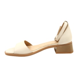 Tacones altos de cuero para mujeres 44294 beige 2