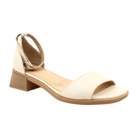 Tacones altos de cuero para mujeres 44294 beige 1
