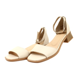 Tacones altos de cuero para mujeres 44294 beige 3