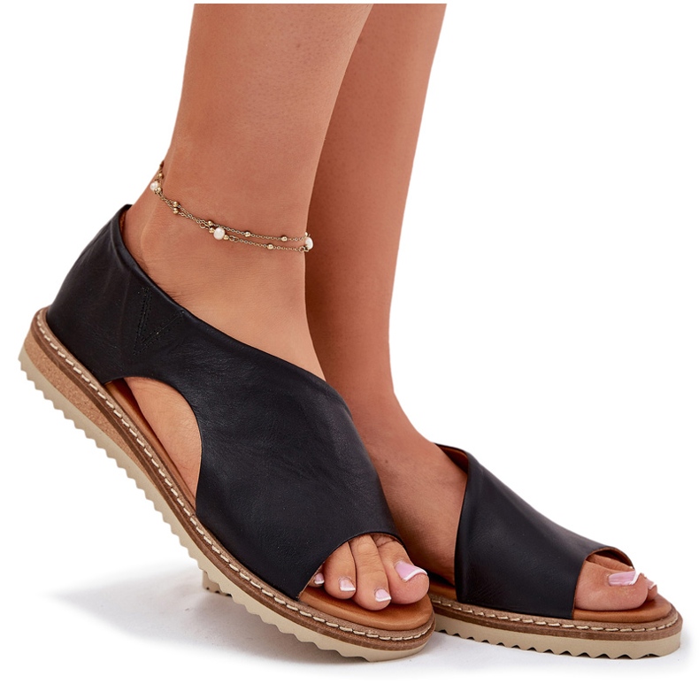 Sandalias de cuero para mujeres Artiker 46C1016 Negro 4