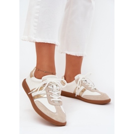 Boto Zapatillas blancas y doradas de cuero de cuero bajo Ismina blanco 2