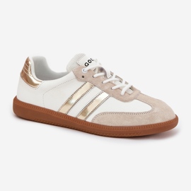Boto Zapatillas blancas y doradas de cuero de cuero bajo Ismina blanco 4