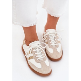Boto Zapatillas blancas y doradas de cuero de cuero bajo Ismina blanco 5