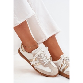Boto Zapatillas blancas y doradas de cuero de cuero bajo Ismina blanco 7