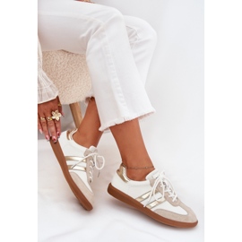 Boto Zapatillas blancas y doradas de cuero de cuero bajo Ismina blanco 9