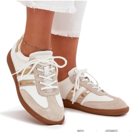Boto Zapatillas blancas y doradas de cuero de cuero bajo Ismina blanco 10