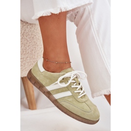 Boto Zapatillas de deporte de cuero bajo ismina para mujeres verde 10