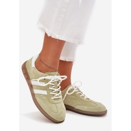 Boto Zapatillas de deporte de cuero bajo ismina para mujeres verde 1