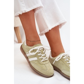 Boto Zapatillas de deporte de cuero bajo ismina para mujeres verde 2