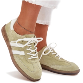 Boto Zapatillas de deporte de cuero bajo ismina para mujeres verde 12