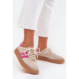 Boto Zapatillas de ante mujeres en la plataforma de cavira de color rosa beige 3
