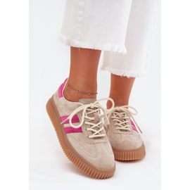 Boto Zapatillas de ante mujeres en la plataforma de cavira de color rosa beige 6