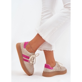 Boto Zapatillas de ante mujeres en la plataforma de cavira de color rosa beige 7