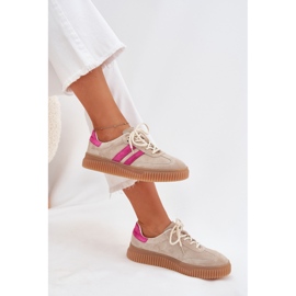 Boto Zapatillas de ante mujeres en la plataforma de cavira de color rosa beige 8