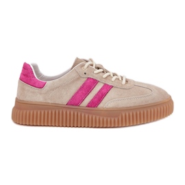 Boto Zapatillas de ante mujeres en la plataforma de cavira de color rosa beige 9