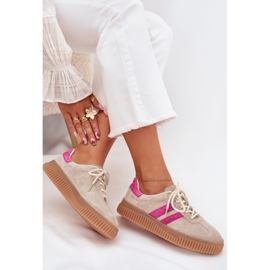 Boto Zapatillas de ante mujeres en la plataforma de cavira de color rosa beige 10