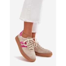 Boto Zapatillas de ante mujeres en la plataforma de cavira de color rosa beige 1