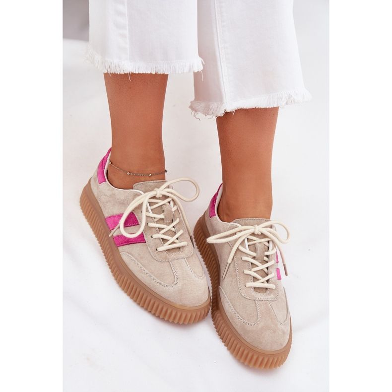 Boto Zapatillas de ante mujeres en la plataforma de cavira de color rosa beige 2