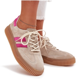 Boto Zapatillas de ante mujeres en la plataforma de cavira de color rosa beige 12