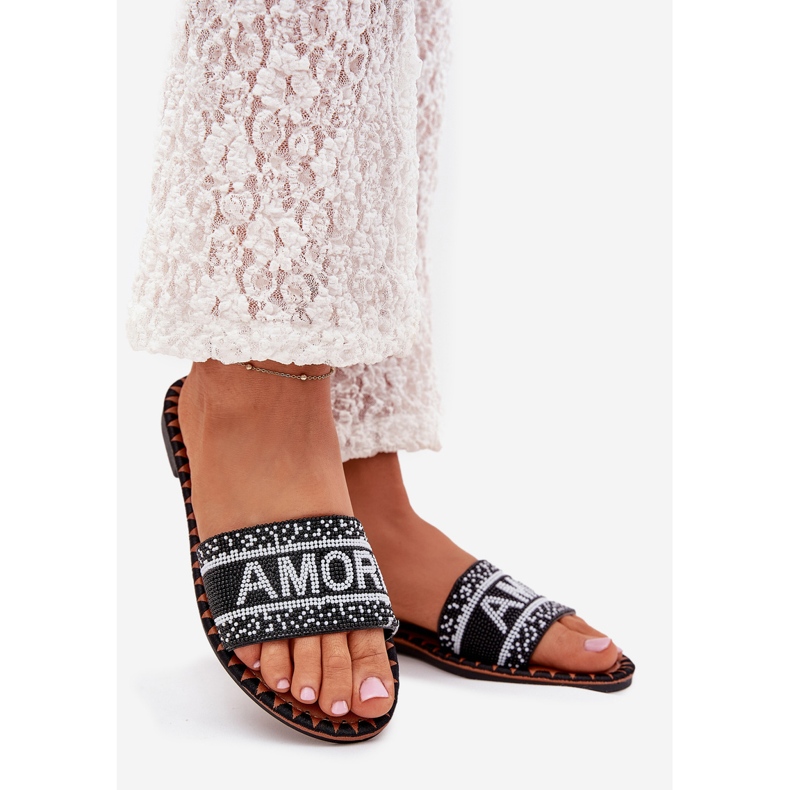 Boto Chanclas de mujer plana con decoración de Avelina Avelina negro 1 Boto Chanclas de mujer plana con decoración de Avelina Avelina negro 1