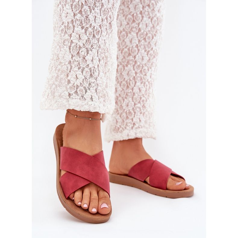 Boto Zapatillas para mujeres con cuero ecológico Borgoña Lorana rojo 2