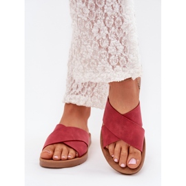 Boto Zapatillas para mujeres con cuero ecológico Borgoña Lorana rojo 3