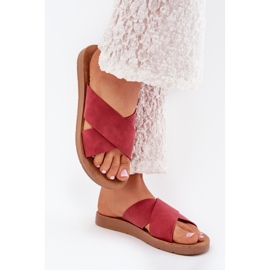 Boto Zapatillas para mujeres con cuero ecológico Borgoña Lorana rojo 5
