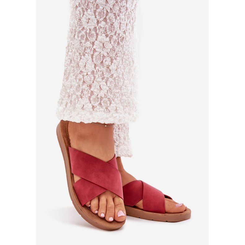 Boto Zapatillas para mujeres con cuero ecológico Borgoña Lorana rojo 1