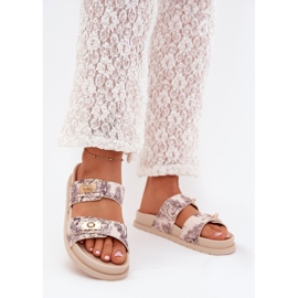 Boto Chanclas de mujer estampadas en la plataforma beige Sorina 2