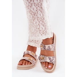 Boto Chanclas de mujer estampadas en la plataforma beige Sorina 3