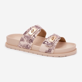 Boto Chanclas de mujer estampadas en la plataforma beige Sorina 4