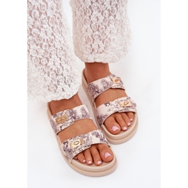 Boto Chanclas de mujer estampadas en la plataforma beige Sorina 5